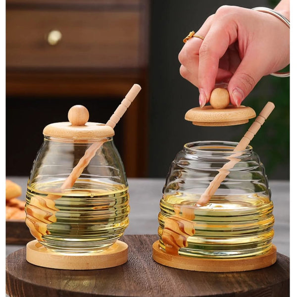 500ml Glass Honey Jar with Airtight Wooden Lid and Wooden Dipper — WIMU Kitchen Nairobi — Kenya · WIMU Kitchen Nairobi