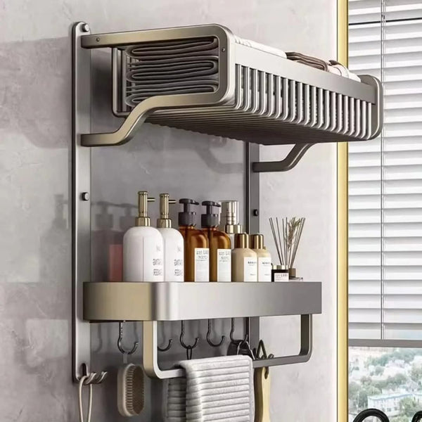 Double-Layer Bathroom Towel Rack with Hooks - Rust-Resistant Wall Storage — WIMU Kitchen Nairobi — Kenya · WIMU Kitchen Nairobi