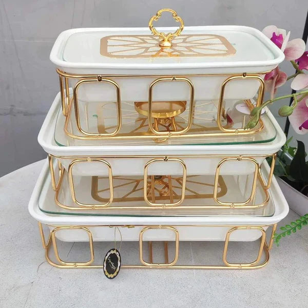 Elegant 3pcs food warmers with a golden stand — Kenya · WIMU Kitchen Nairobi