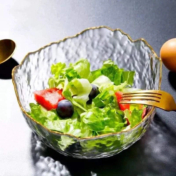 2pcs Elegant Japanese irregular glass bowl with gold rim — Kenya · WIMU Kitchen Nairobi