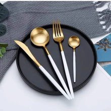 24PCS Cutlery Set Stainless Steel Cutlery Complete Tableware Set Fork Knives Spoon Round Handle Dinnerware Set (view 7) — Kenya · WIMU Kitchen