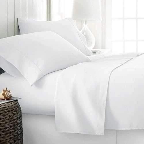 White Plain fitted Cotton Bedsheets 3pcs Set — Kenya · WIMU Kitchen Nairobi
