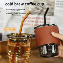 350ml Glass Tumbler with a Leather protective Sleeve — Kenya · WIMU Kitchen
