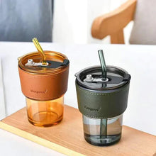 350ml Glass Tumbler with a Leather protective Sleeve — Kenya · WIMU Kitchen