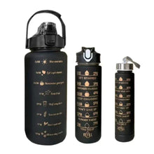 3pcs Black Themed Motivational Water Bottles — Kenya · WIMU Kitchen