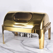 Signature 6L Gold Rolltop Chafing Dish with Glass Window – Elegant Buffet Food Warmer — Kenya · WIMU Kitchen