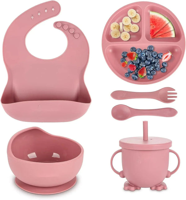 BPA Free Baby Led Weaning Supplies Set Suction Baby Plate Bowl Set Silicone Baby Set with Bib Spoon Fork Sippy Cup — Kenya · WIMU Kitchen Nairobi