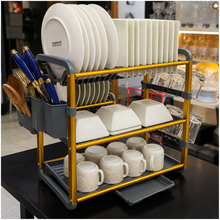 Heavy-Duty Aluminum 3-Tier Dish Drying Rack with Drain Tray & Utensil Holders — WIMU Kitchen Nairobi — Kenya · WIMU Kitchen