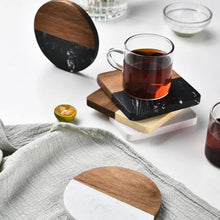 6 Piece Marble and Wood Coaster Set - Heat-Resistant Square Coasters for Hot and Cold Drinks — WIMU Kitchen Nairobi — Kenya · WIMU Kitchen