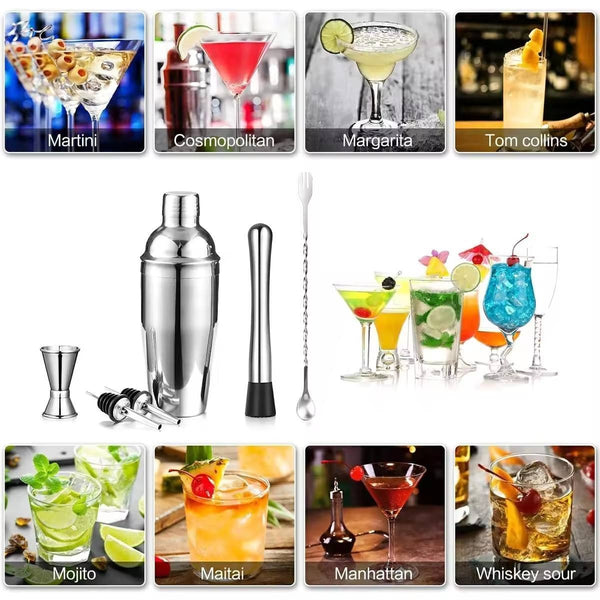 6pcs Cocktail Set Boston Shaker Mixer Stainless Steel Drink. — Kenya · WIMU Kitchen Nairobi