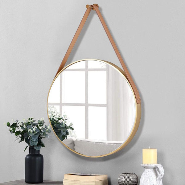 Nordic Round Wall Mirror with Leather Strap – 60cm Decorative Vanity Mirror (Black/Gold) — WIMU Kitchen Nairobi — Kenya · WIMU Kitchen Nairobi