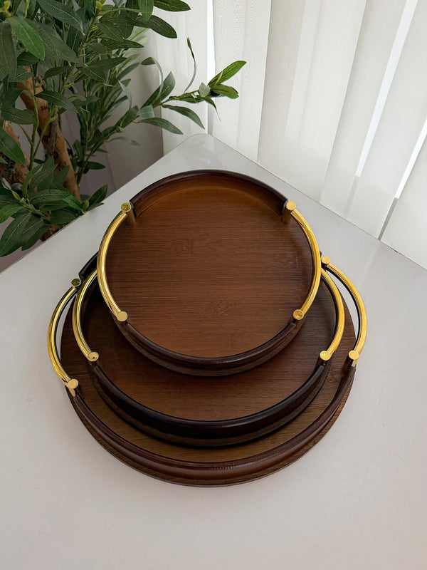 Round Bamboo Serving Trays with Metal Handles – Multi-Use Décor & Food Trays — WIMU Kitchen Nairobi — Kenya · WIMU Kitchen Nairobi