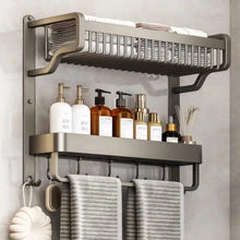 Double-Layer Bathroom Towel Rack with Hooks - Rust-Resistant Wall Storage — WIMU Kitchen Nairobi — Kenya · WIMU Kitchen