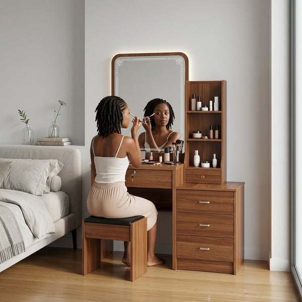 Dressing Table with Sliding Mirror and Built-In Lights, White or Brown — WIMU Kitchen Nairobi — Kenya · WIMU Kitchen Nairobi