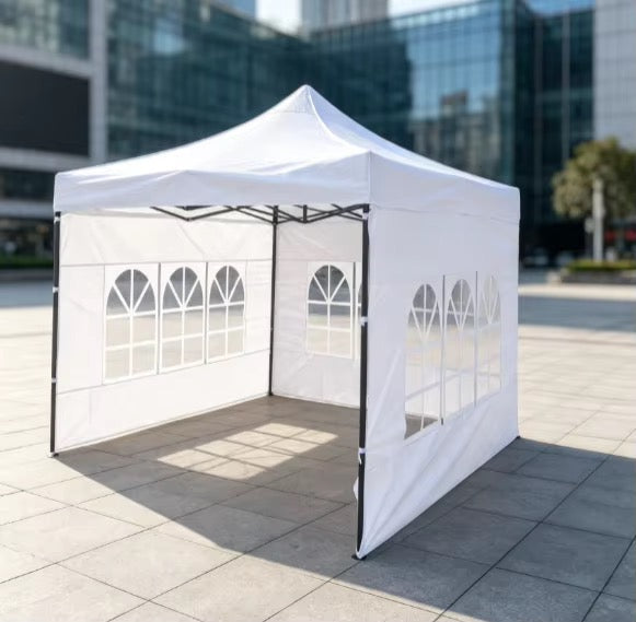 3m x 3m Outdoor Tent with Transparent Side Panels, White or Red — WIMU Kitchen Nairobi — Kenya · WIMU Kitchen Nairobi