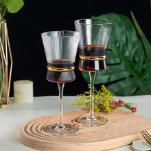 Luxury Style Ribbed Wine Glasses Lead-free Crystal Glass Gold Belt Striped Goblets Champagne Glasses 6pcs (view 2) — Kenya · WIMU Kitchen