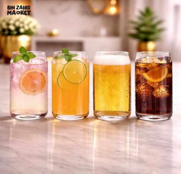 Danny Home Can Shape Glass Set of 4 | 500ml Contemporary Can Glasses for Cold Drinks & Juice — Kenya · WIMU Kitchen Nairobi