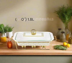 13inch 1.8l Ltr Rectangle Porcelain Casserole with Warmer Rack  Food Warmer Chafing dish — Kenya · WIMU Kitchen