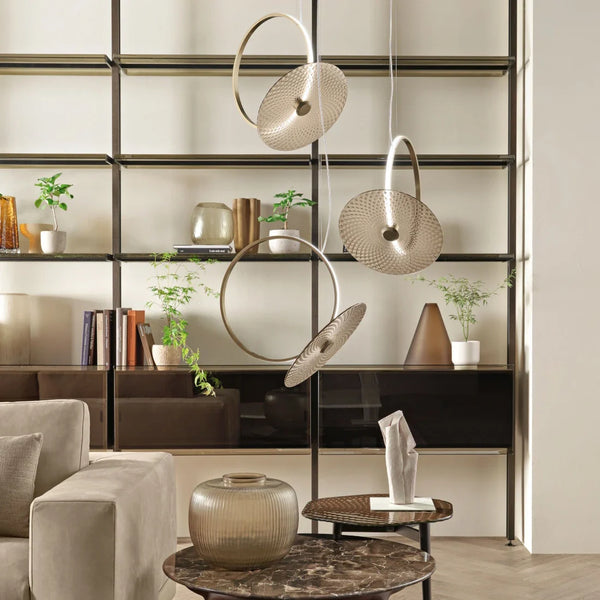 Ring & Disc Hammered Gold Pendant LED Chandelier Light — Kenya · WIMU Kitchen Nairobi