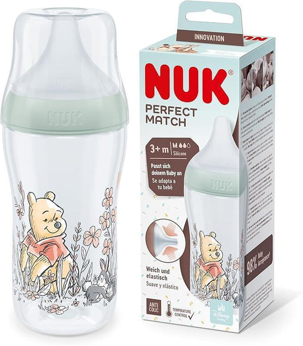 NUK Perfect Match Baby Bottle, 3+ Months, Fits Baby Palate, Temperature Control, Anti-Colic Vent, 260 ml, BPA Free, Silicone M Teat, Disney Winnie the Pooh — Kenya · WIMU Kitchen Nairobi