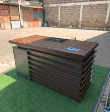 1.4m Walnut Office Desk L111, Glass Inlay & Grommet — view 2 — Kenya · WIMU Kitchen