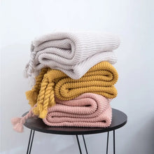Knitted Throw Blanket With Tassels  Fringe Throw for Couch Bed Sofa — Kenya · WIMU Kitchen