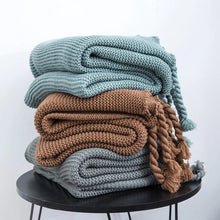 Knitted Throw Blanket With Tassels  Fringe Throw for Couch Bed Sofa — Kenya · WIMU Kitchen