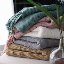 Knitted Throw Blanket With Tassels  Fringe Throw for Couch Bed Sofa — Kenya · WIMU Kitchen