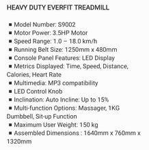 Heavy Duty EVERFIT Treadmill – Model S9002 3.5HP, Auto Incline, Multi-Function — WIMU Kitchen Nairobi — Kenya · WIMU Kitchen