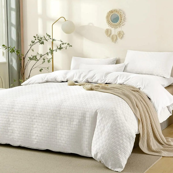 Luxury Waffle Weave Poplin Cotton Duvet Cover Set 6x7 with 2 Pillowcases — Kenya · WIMU Kitchen Nairobi