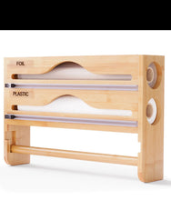 3-in-1 Bamboo Kitchen Wrap Organizer Wall-Mounted Foil, Cling Film & Paper Towel Holder with Built-in Cutters — WIMU Kitchen Nairobi — Kenya · WIMU Kitchen