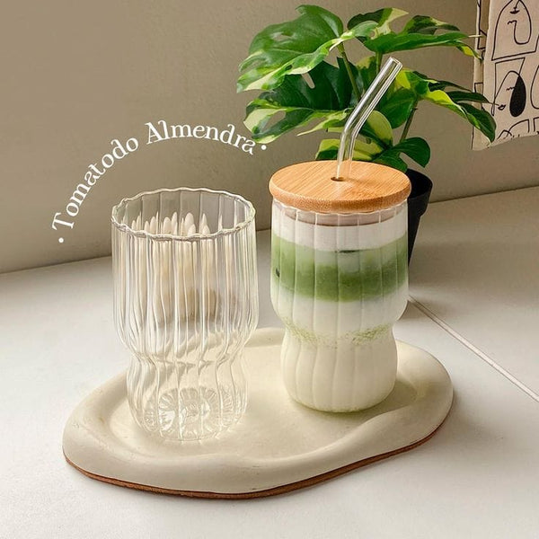 Vertical 450ml High Borosilicate Glass Sippy Cup with Bamboo Lid & Reusable Straw for Smoothies, Iced Coffee & Cold Drinks — Kenya · WIMU Kitchen Nairobi