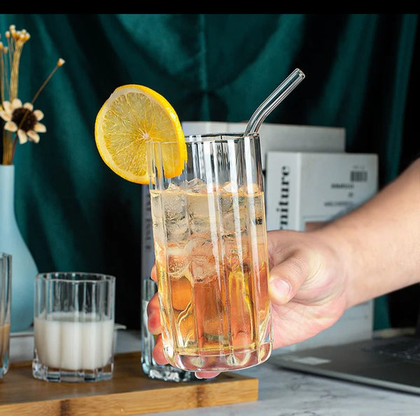Ribbed Crystal Highball Glass (400ml, Set of 6) – Juice & Milk Drinkware — Kenya · WIMU Kitchen Nairobi