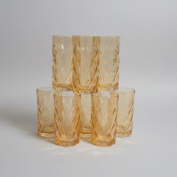 Diamond Crystal Gold Long Glasses Set of 6 – 350ml Water & Juice Glass Set — Kenya · WIMU Kitchen Nairobi
