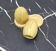 Bamboo Salt & Pepper Shaker Set with Wooden Tray – Egg-Shaped Natural Wood Spice Dispensers, 3 Piece — WIMU Kitchen Nairobi — Kenya · WIMU Kitchen