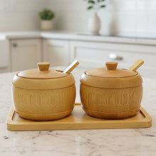 Bamboo Condiment Jar Set with Spoon & Tray – Eco-Friendly Natural Wood Salt & Spice Storage Container, 3 Piece — WIMU Kitchen Nairobi — Kenya · WIMU Kitchen