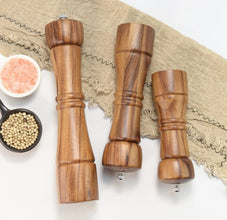 Acacia Wood Salt & Pepper Mill piece – Manual Grinder & Shaker Mills with Adjustable Metal Mechanism, Refillable — WIMU Kitchen Nairobi — Kenya · WIMU Kitchen