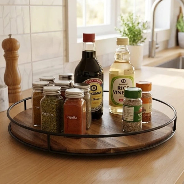 360° Rotating Lazy Susan Organizer with Iron Frame Edge – Spinning Turntable Spice Rack, Countertop, Pantry & Bathroom Caddy — WIMU Kitchen Nairobi — Kenya · WIMU Kitchen Nairobi