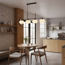 4-Light Linear Pendant, Black & White Glass, E27 — view 2 — Kenya · WIMU Kitchen