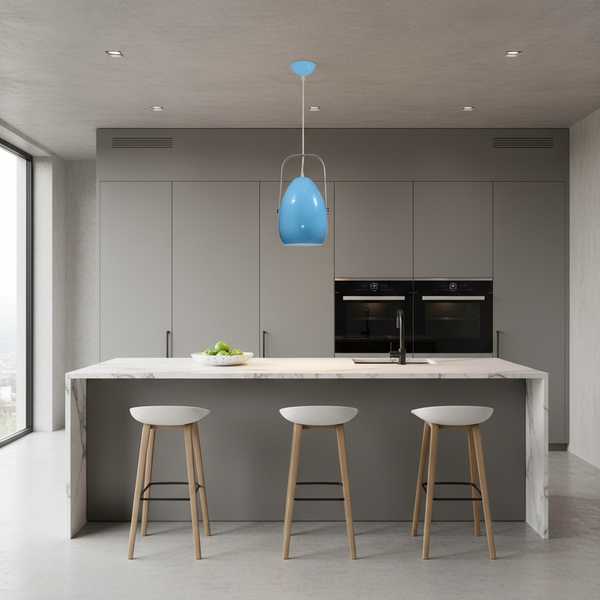Nordic Style Pendant Light E27 Sky Blue with White Interior PL 8161-SB — WIMU Kitchen Nairobi — Kenya · WIMU Kitchen Nairobi