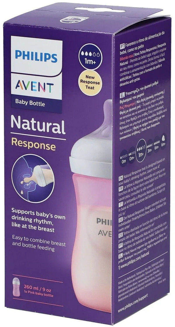 Philips Avent Natural Response 3.0 Baby Feeding Bottle  Ideal for 1 months+| Natural Response Technology Mimics Breastfeeding | Uniquely Designed Nipple releases milk only when baby drinks | Pack of 1 | Pink | SCY903/11 — Kenya · WIMU Kitchen Nairobi