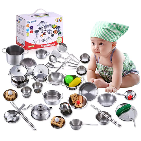 Mini Kitchen Utensils Toy Set for Kids – Stainless Steel Pretend Play Cooking Set for Girls & Boys — Kenya · WIMU Kitchen Nairobi