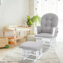 Nursing Gliding Rocking Chair with Ottoman, Solid Wood Nursery Glider Recliner, Quiet Motion, Padded Cushion, Storage Pocket — Kenya · WIMU Kitchen