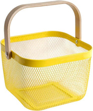 Modern Mesh Storage Basket – Metal Wire Body with Wooden Handles, 25×25×18cm — WIMU Kitchen Nairobi — Kenya · WIMU Kitchen