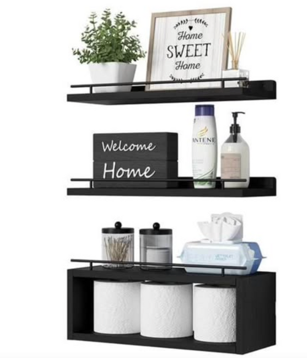Solid pine wood bathroom floating shelves — Kenya · WIMU Kitchen Nairobi