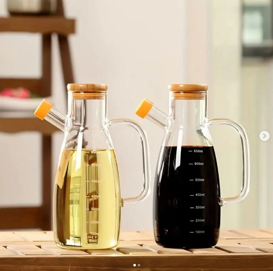 1L Glass Oil Dispenser with Handle and Bamboo Lid — buy in Kenya at WIMU Kitchen Nairobi · M-Pesa accepted