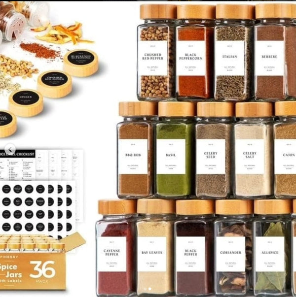 29pcs SET GLASS STORAGE SPICE JARS WITH BAMBOO LID — Kenya · WIMU Kitchen Nairobi