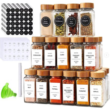 29pcs SET GLASS STORAGE SPICE JARS WITH BAMBOO LID (view 2) — Kenya · WIMU Kitchen