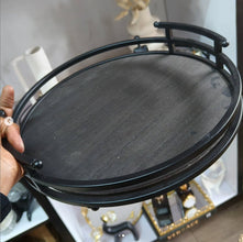 Home Decor Rustic Modern Metal and Wood Round Counter Tray (view 2) — Kenya · WIMU Kitchen