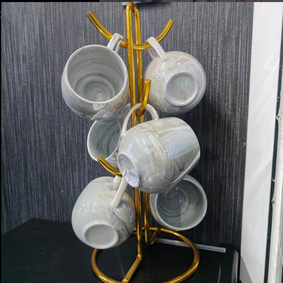 6 pcs marble grey tea cups — buy in Kenya at WIMU Kitchen Nairobi · M-Pesa accepted